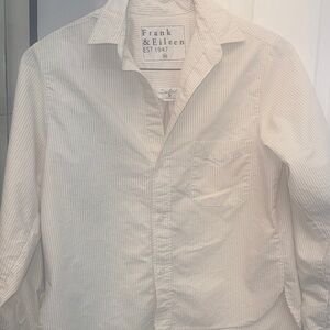 Frank & Eileen Women's White Striped Button-Down Shirt